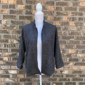 Eileen Fisher Wool Blend Jacket Size Small Black Pockets Open Front.
